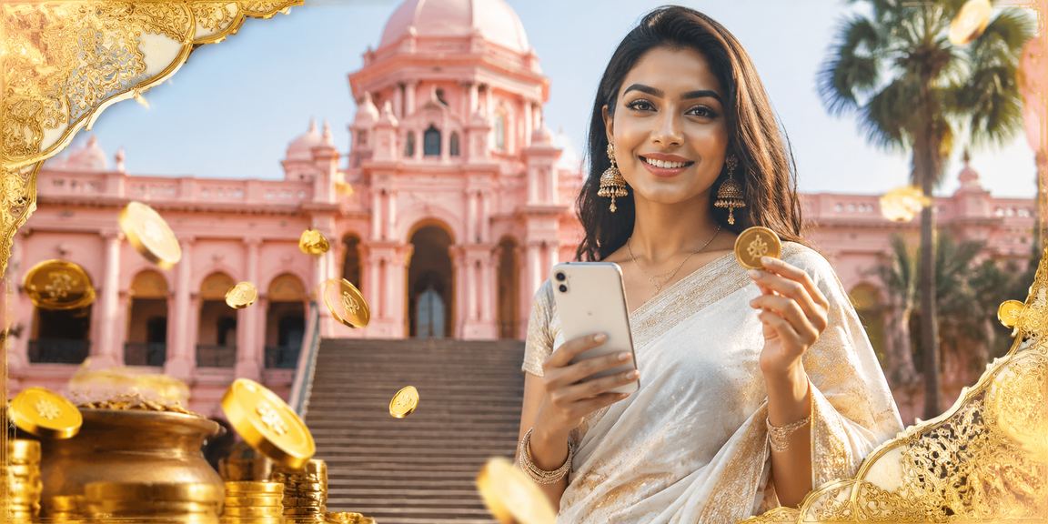 An adult woman in Dhaka enjoying mobile gaming responsibly