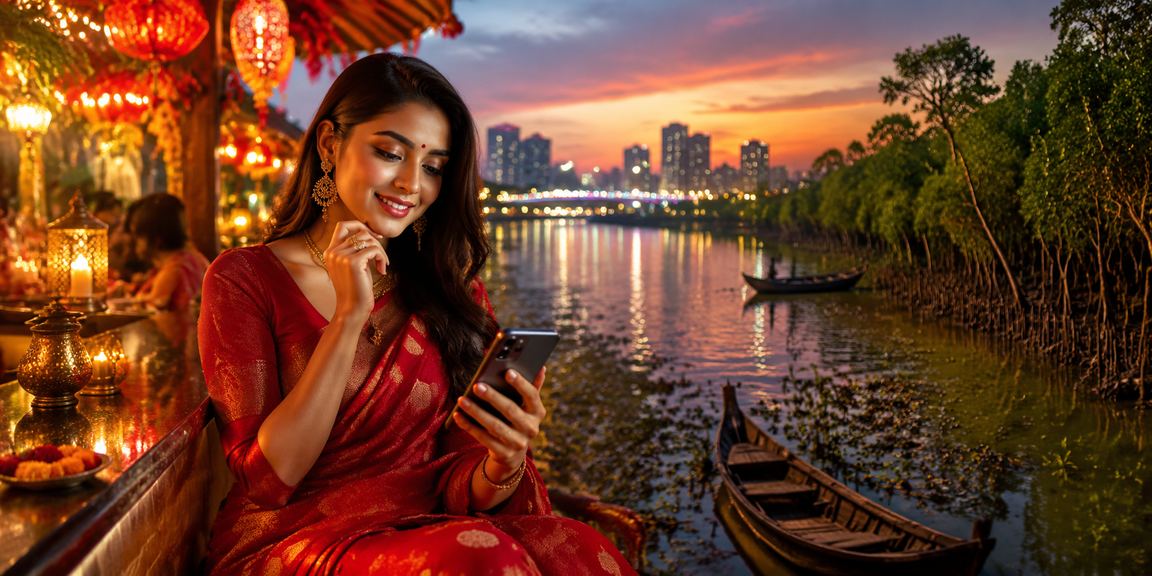 Lottery theme featuring a woman in a saree in Dhaka — bbaji Lottery section